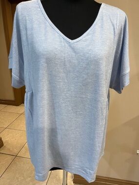 Cherish Pale Blue V-Neck Short Sleeve Top